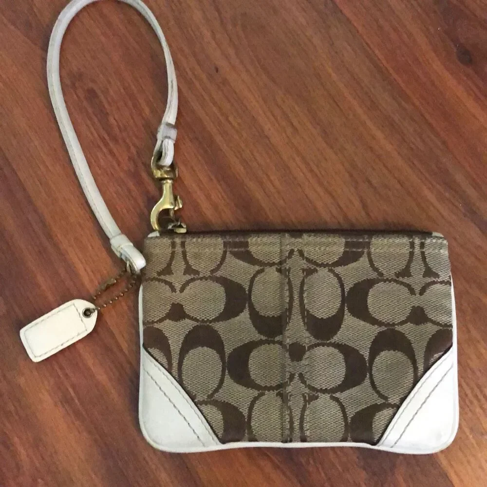 Coach Classic wristlet pouch cream handbag